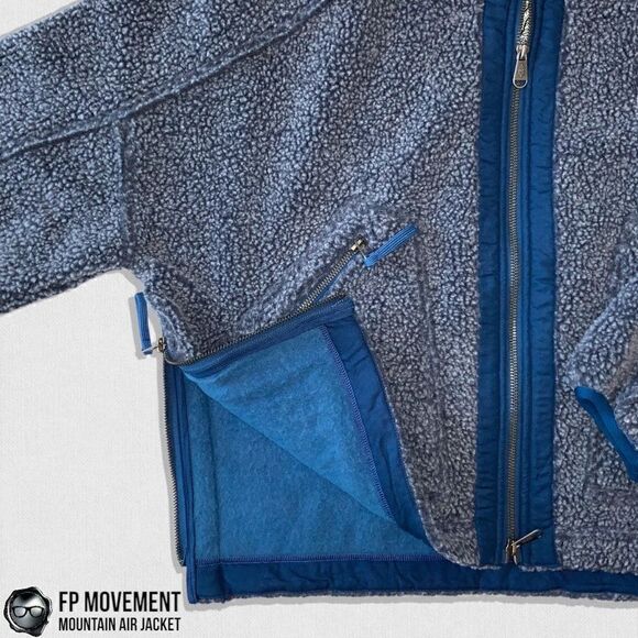 FP MOVEMENT MOUNTAIN AIR SHERPA FULL ZIP HOODED JACKET BLUE WOMEN OVERSIZED XS-L - Picture 6 of 16